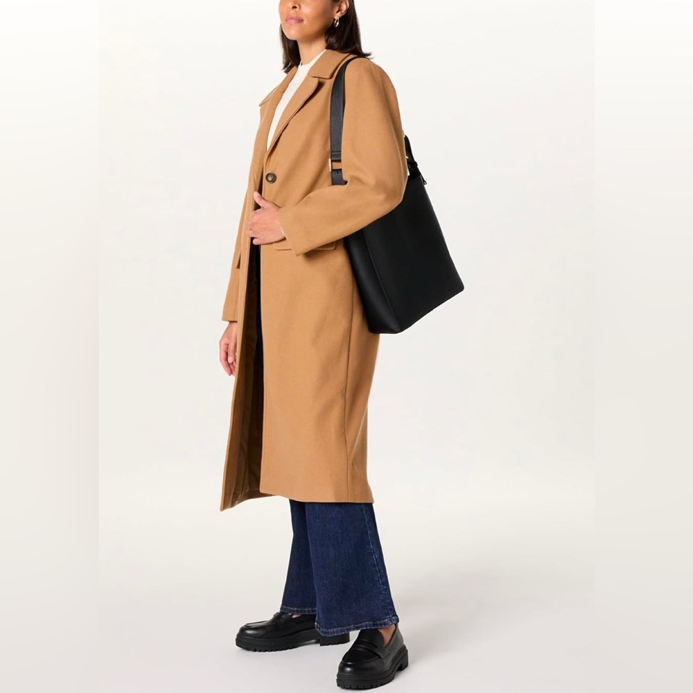 The Drop Women's Liam Loose Overcoat Camel Long Coat - Picture 9 of 9